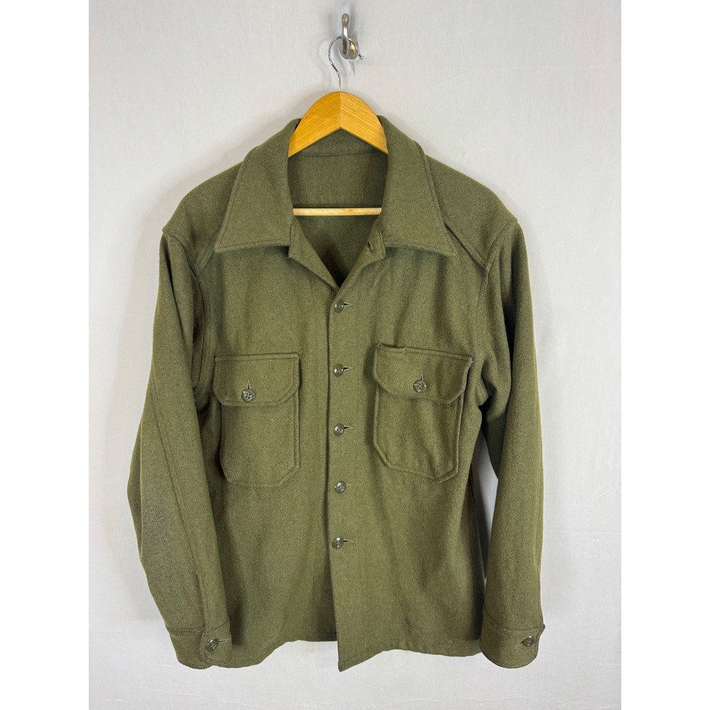 Vintage Canada 1996 Military Wool Field Shirt Olive Drab Large 8415-21-905-7508